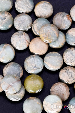 Perle in pietra naturale - Ø 10 mm, foro 1 mm - verde acqua-grigio-beige